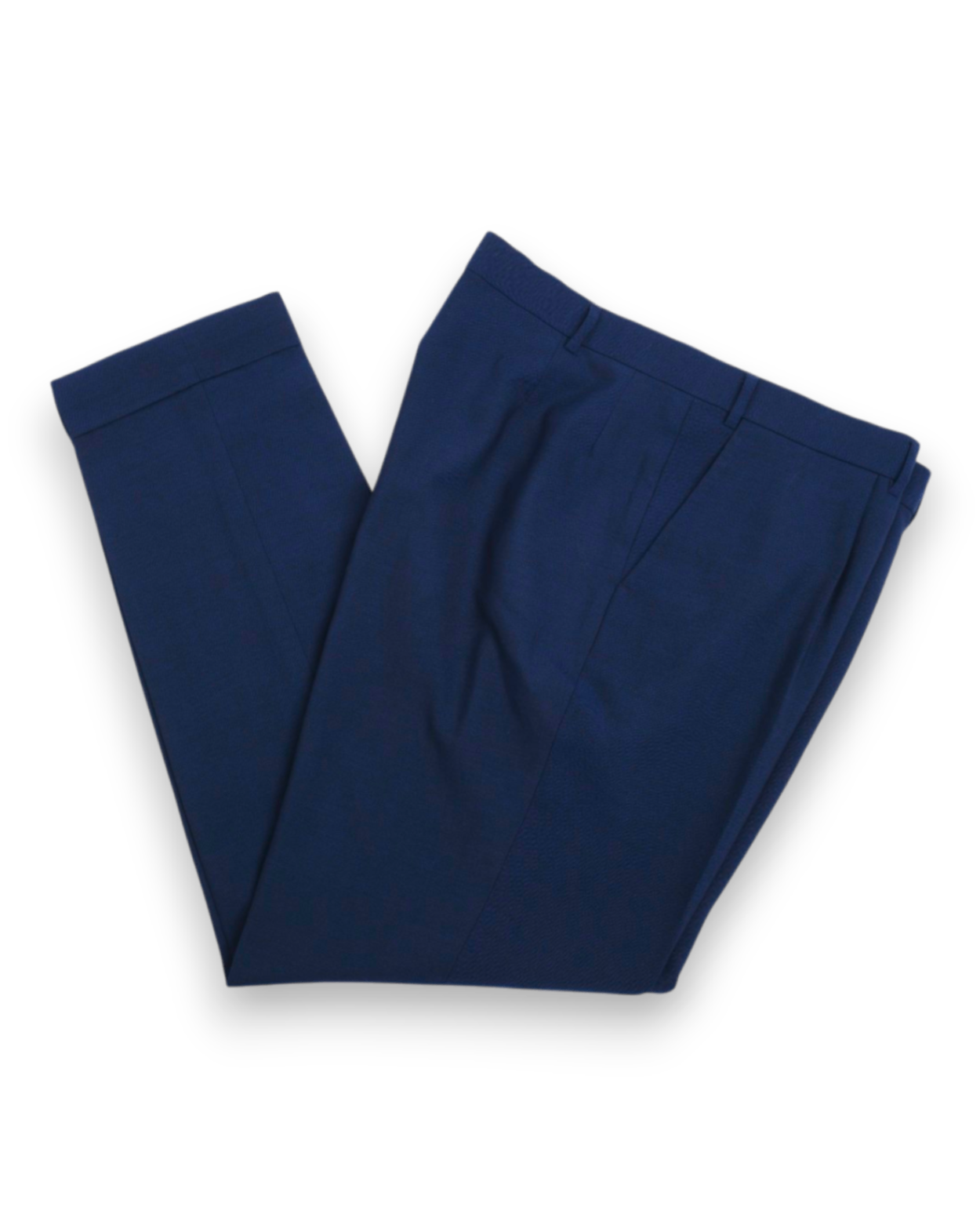 Dark Blue Fresco High-Rise Pleated Trousers