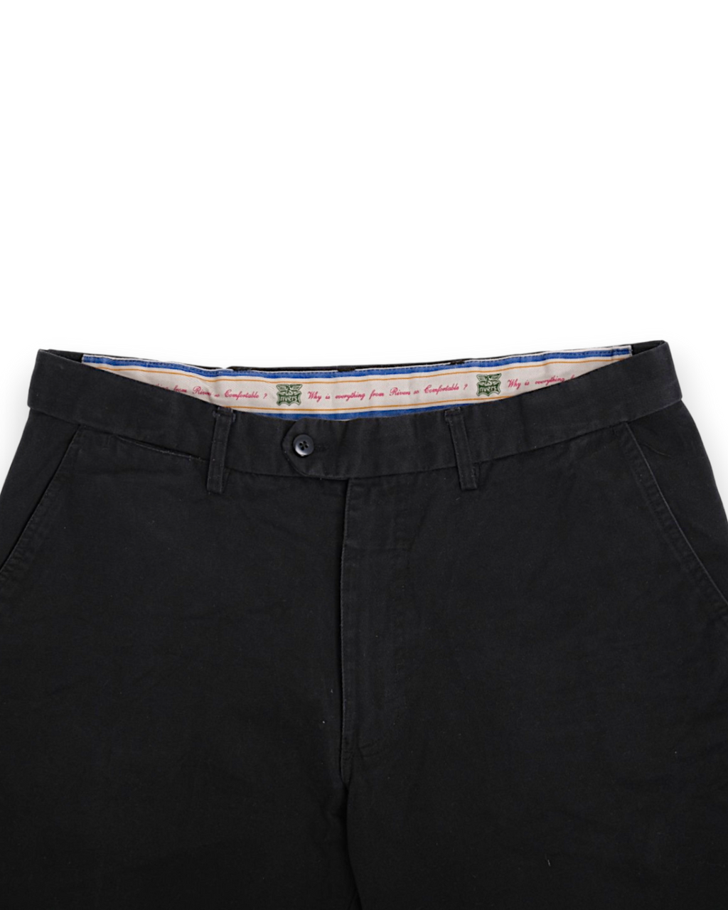 Washed Black Cotton Twill High-Rise Chino Trousers