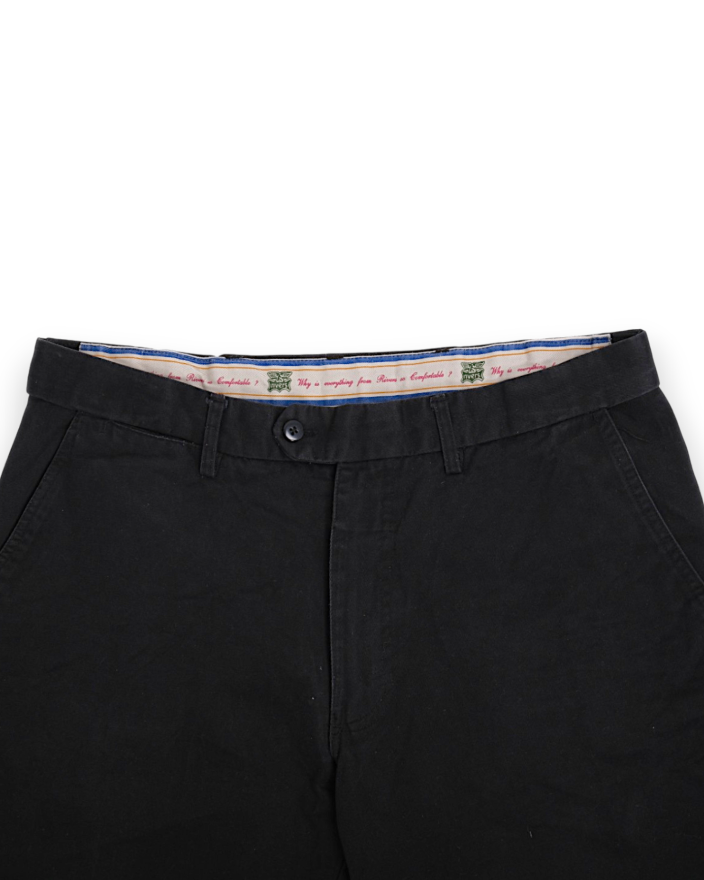 Washed Black Cotton Twill High-Rise Chino Trousers