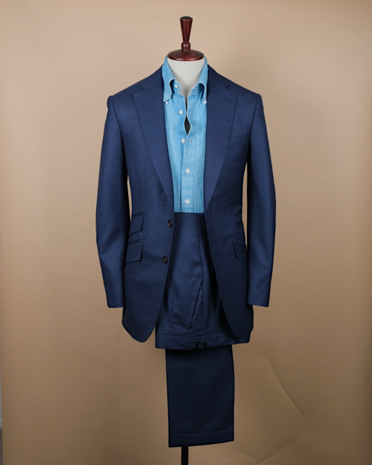 Navy Worsted Wool Single-Breasted Suit