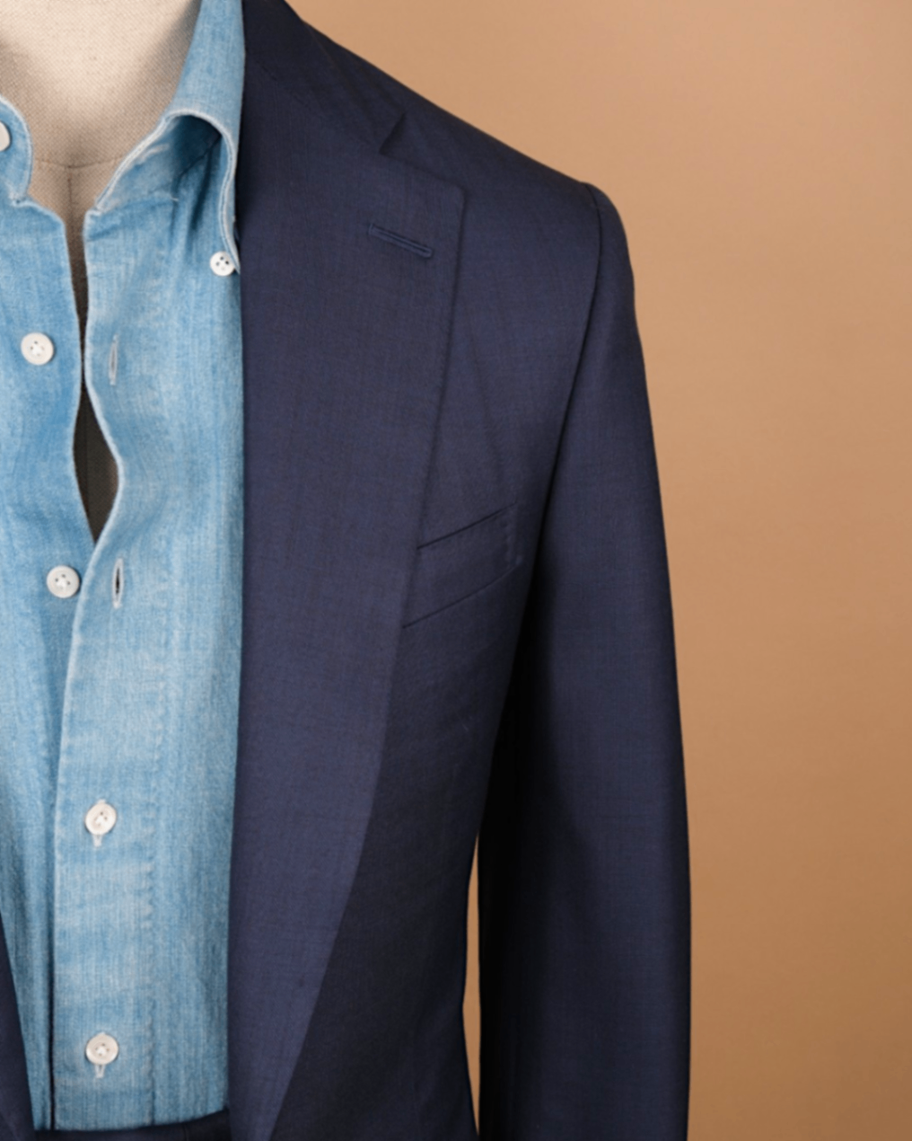 Navy Worsted Wool Single-Breasted Suit