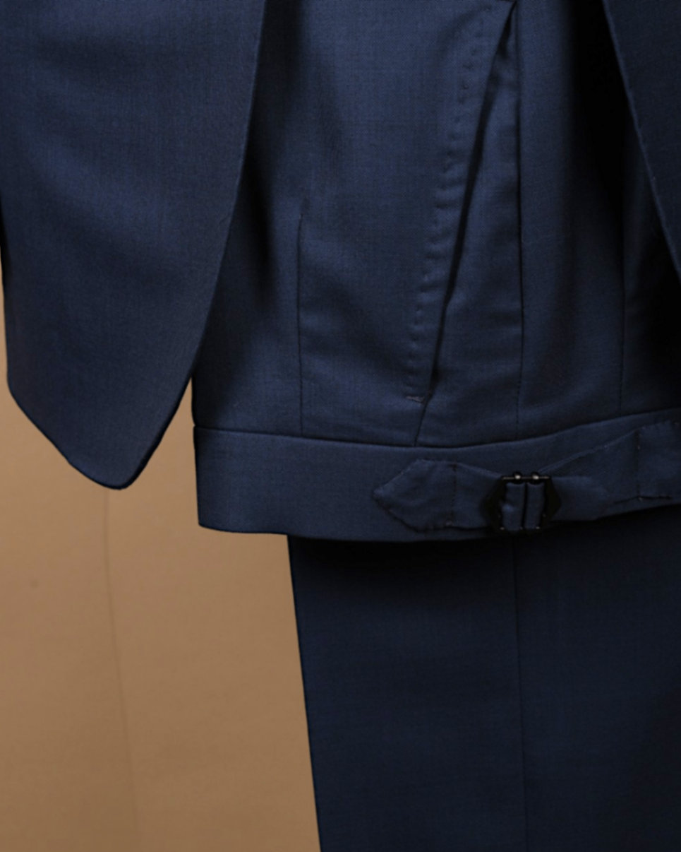 Navy Worsted Wool Single-Breasted Suit