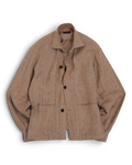 Beige Herringbone Linen Overshirt