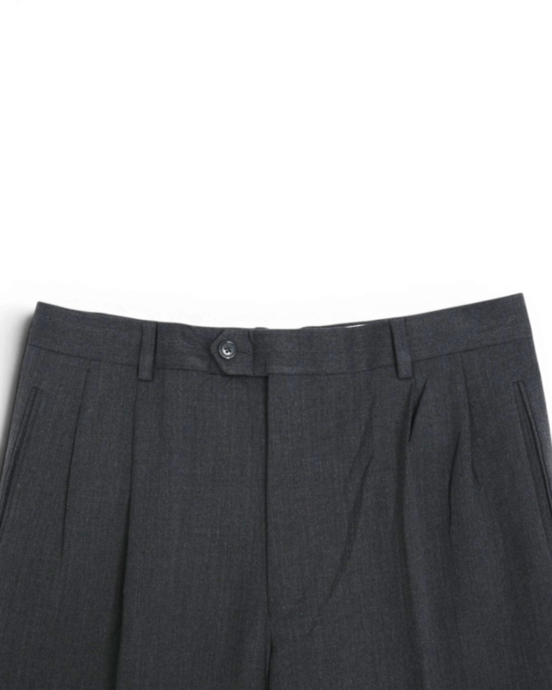 Charcoal Wool High-Rise Pleated Trousers