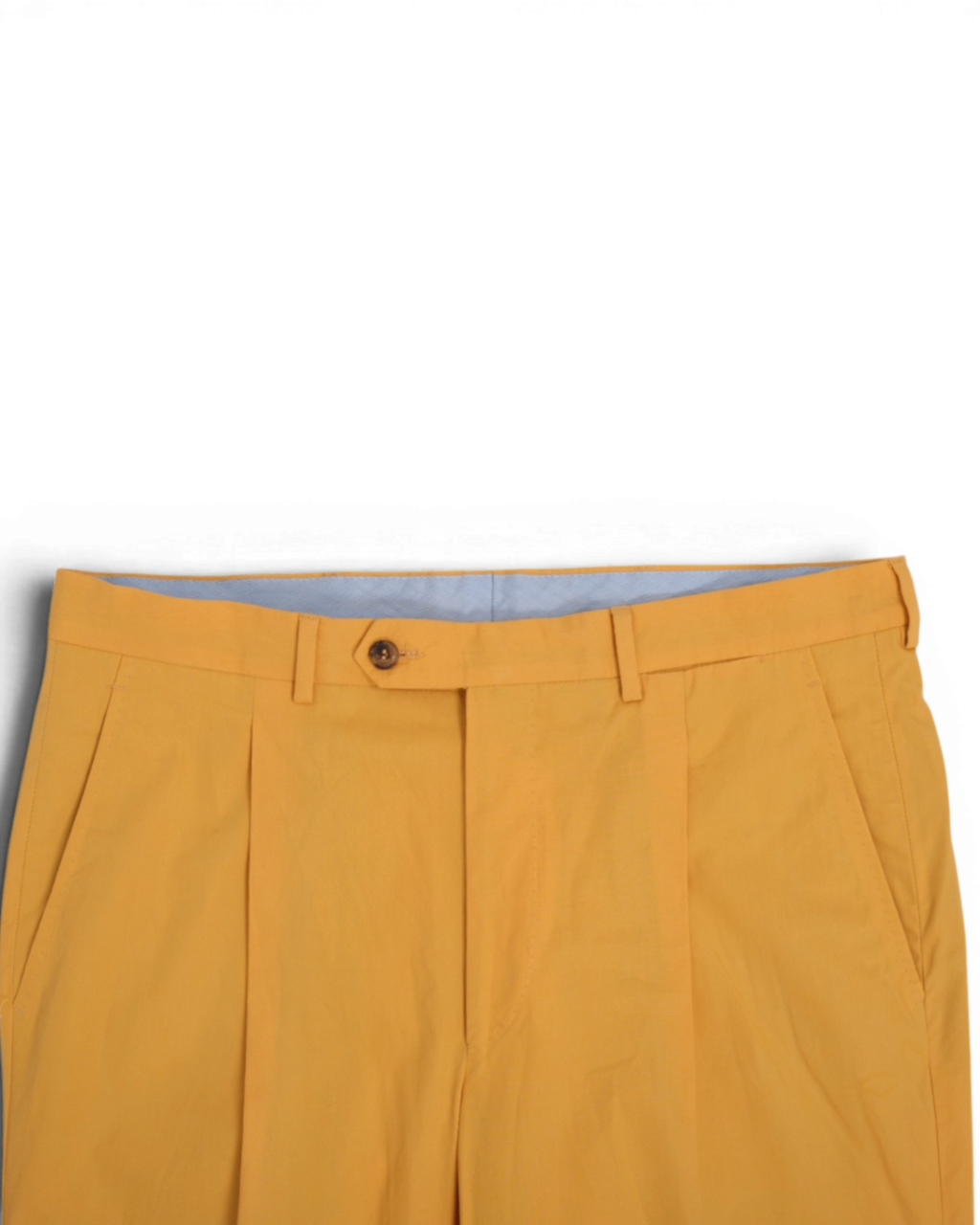 Yellow Cotton High-Rise Pleated Trousers