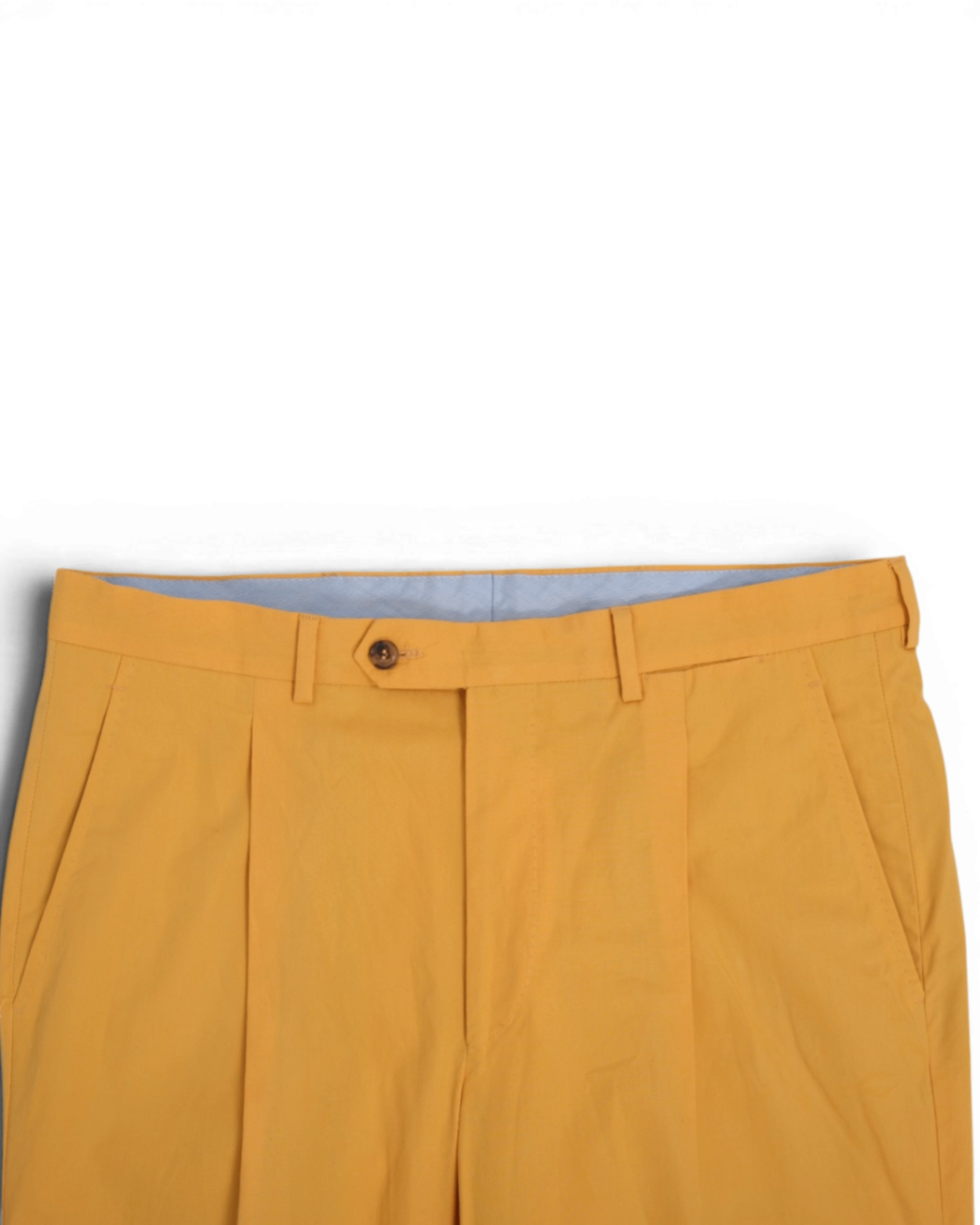 Yellow Cotton High-Rise Pleated Trousers