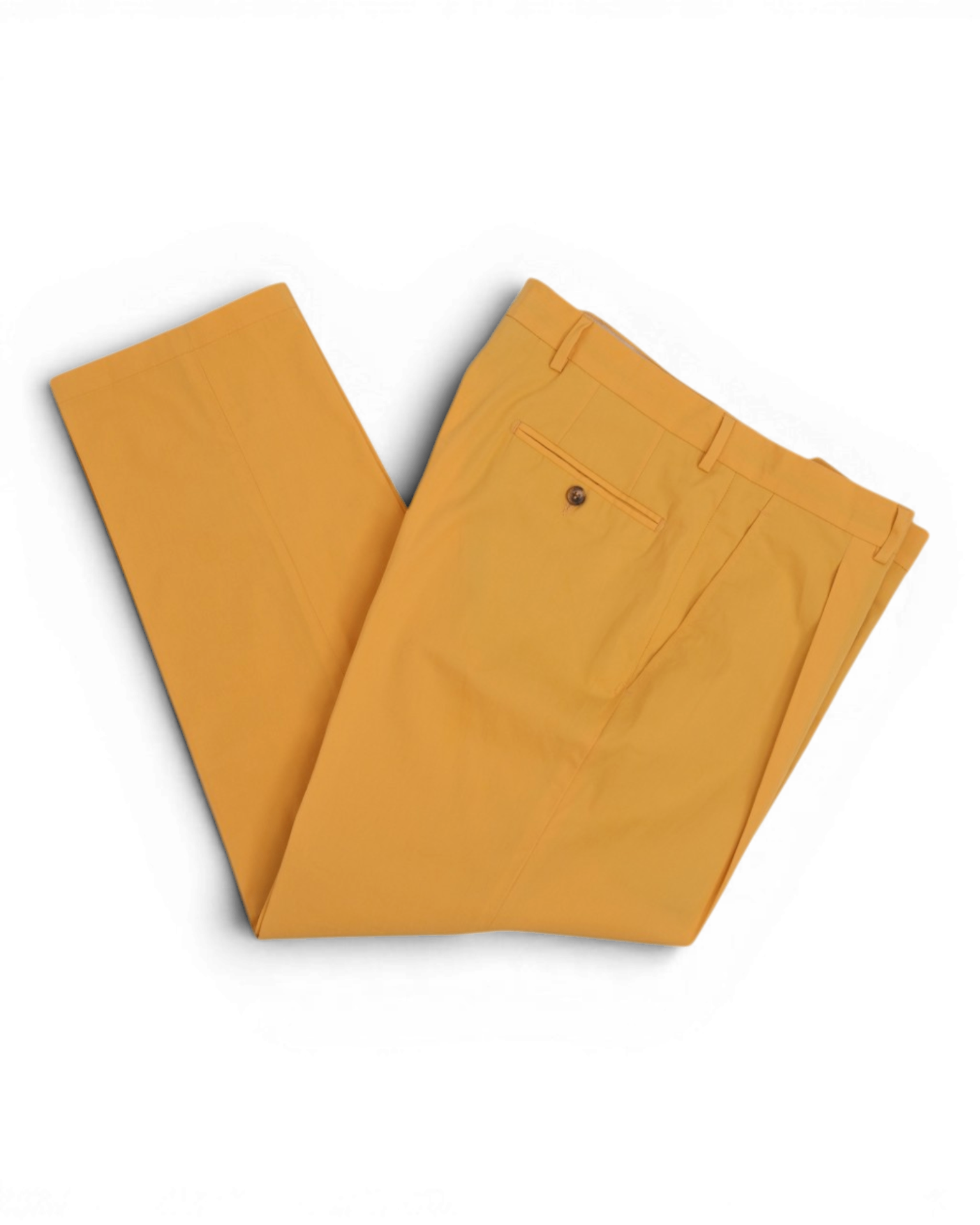 Yellow Cotton High-Rise Pleated Trousers