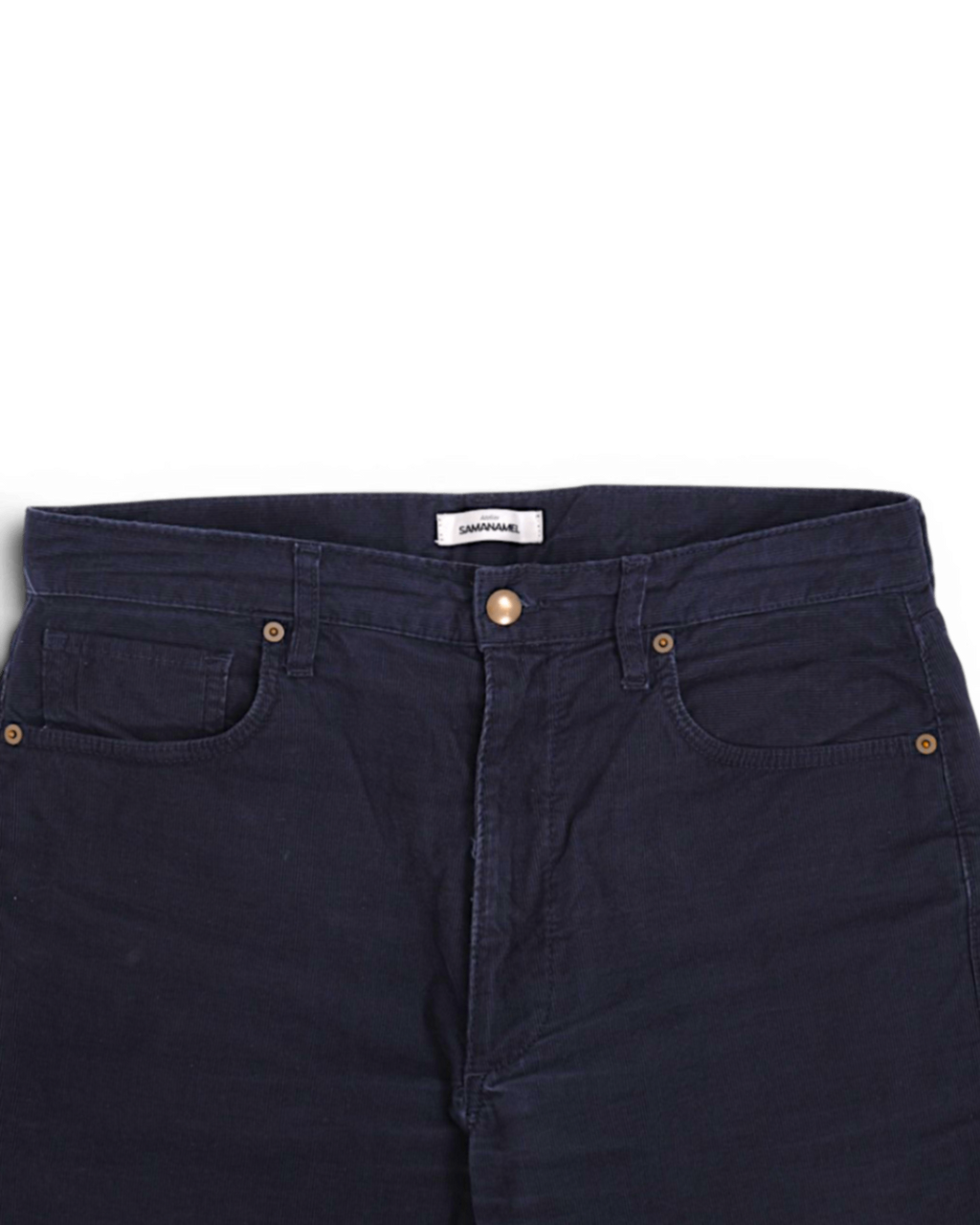 Navy Needlecord High-Rise 5-Pocket Trousers