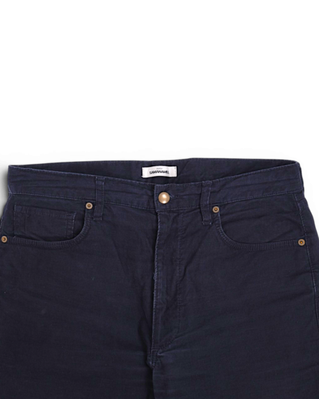 Navy Needlecord High-Rise 5-Pocket Trousers