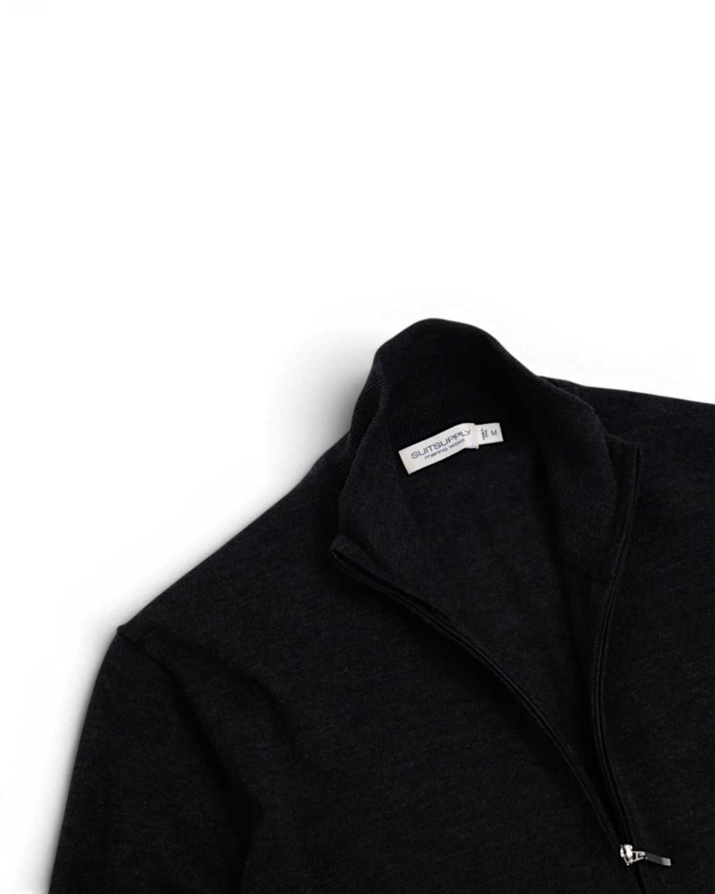 Navy Merino Wool Zip Cardigan