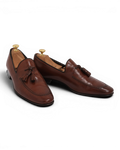 Cognac Leather Tassel Loafers