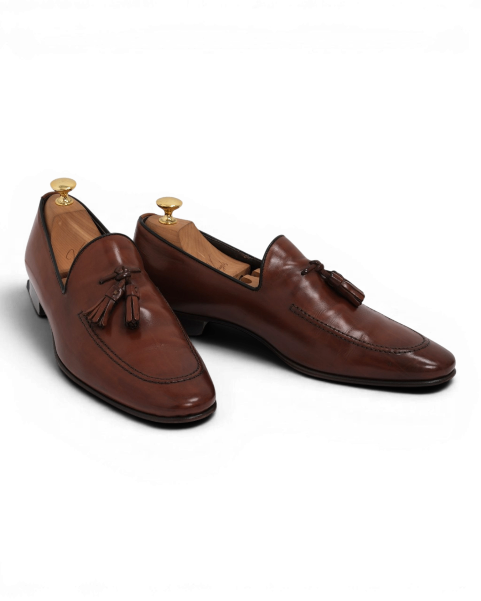 Cognac Leather Tassel Loafers