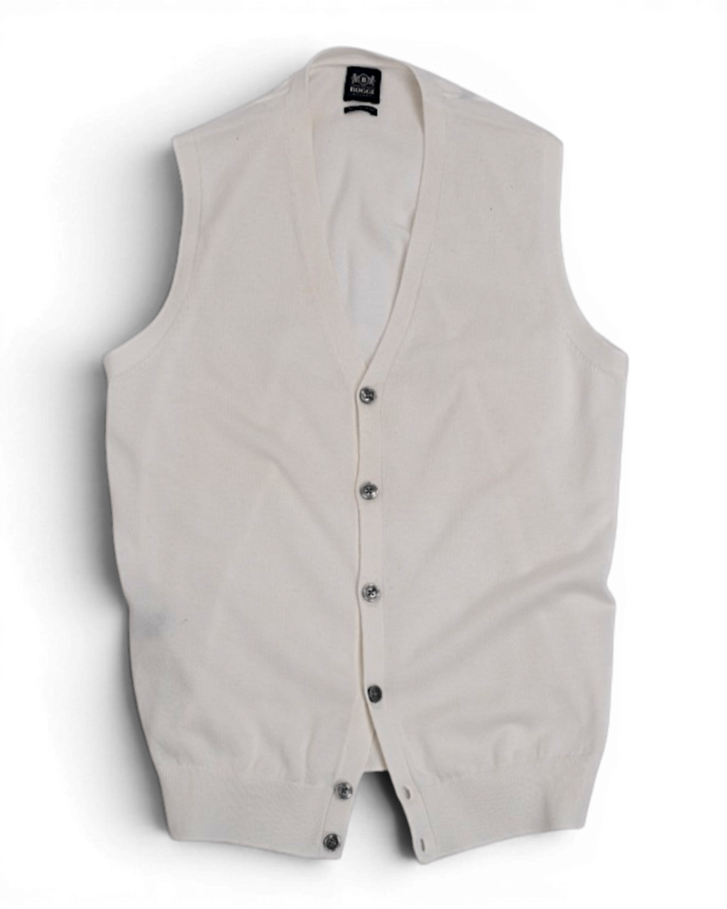 Cream White Cotton Sleeveless Cardigan