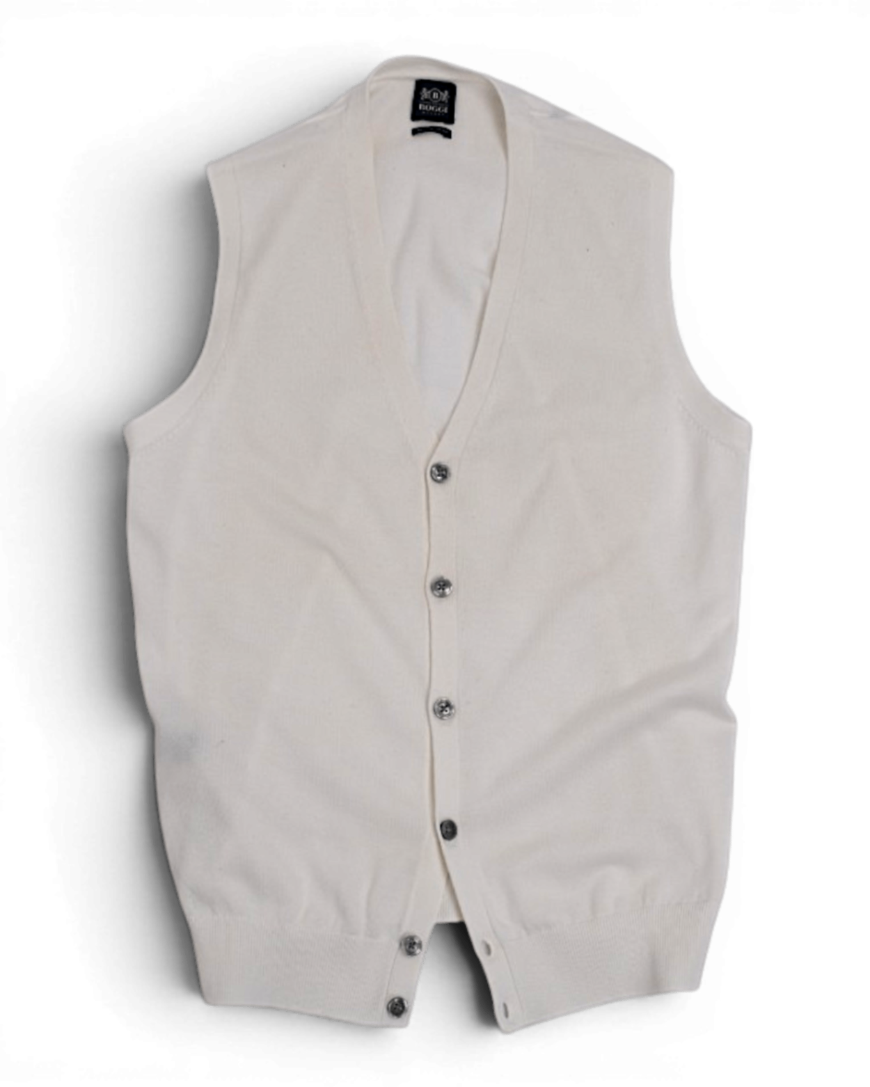 Cream White Cotton Sleeveless Cardigan