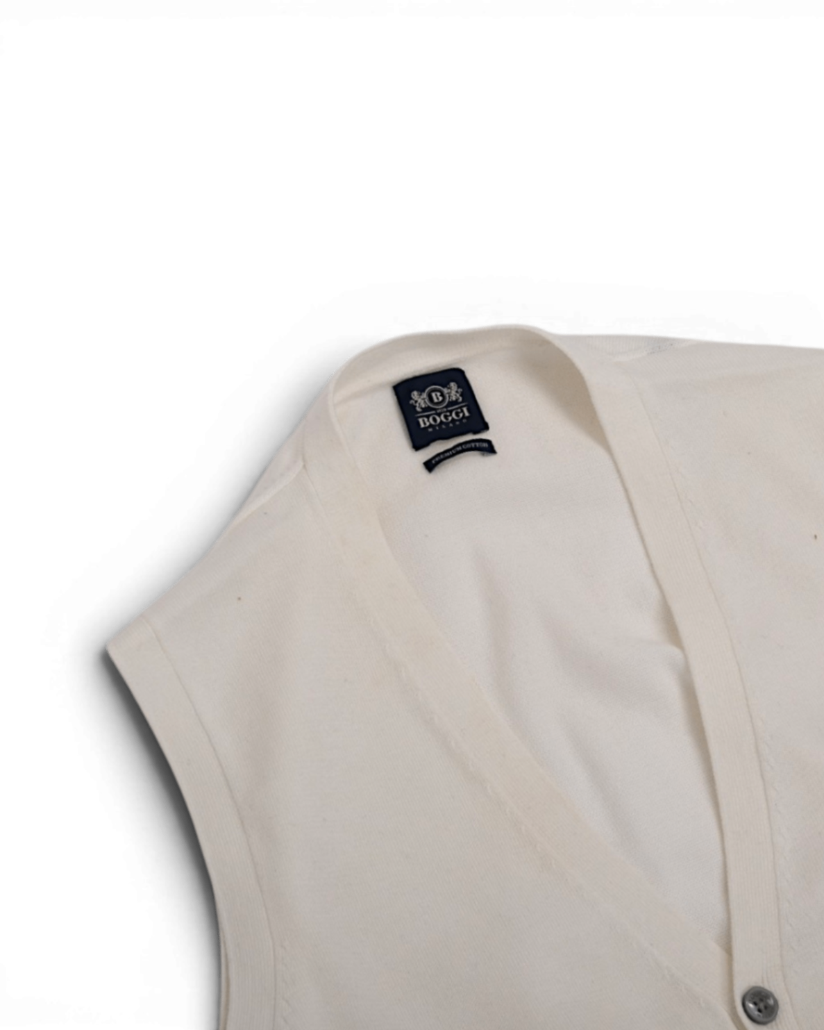 Cream White Cotton Sleeveless Cardigan