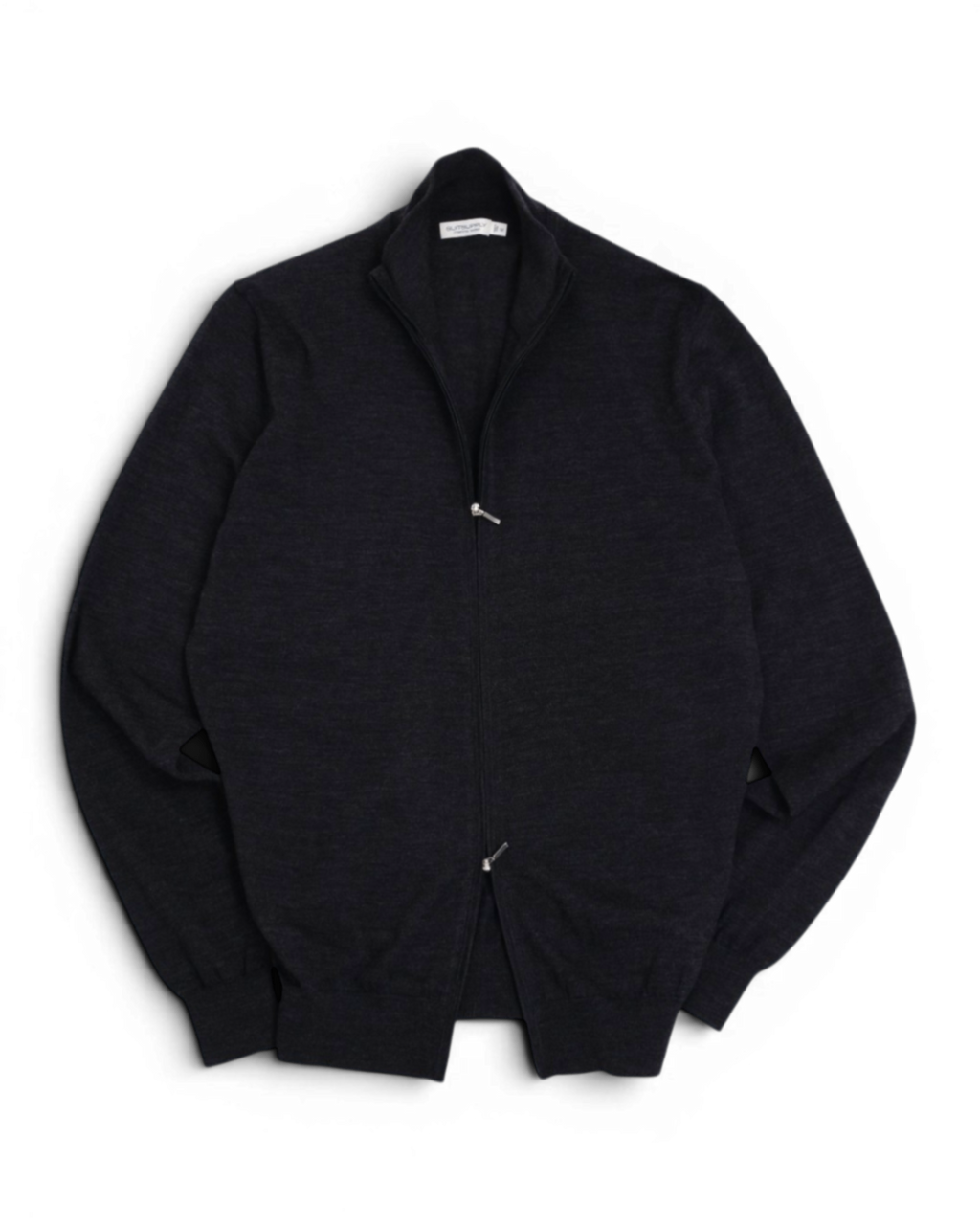 Navy Merino Wool Zip Cardigan