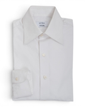 White Cotton Poplin Spread Collar Shirt