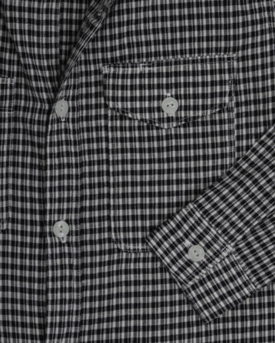Cream/Black Check Cotton Work Shirt