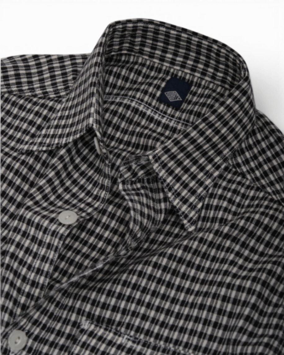Cream/Black Check Cotton Work Shirt