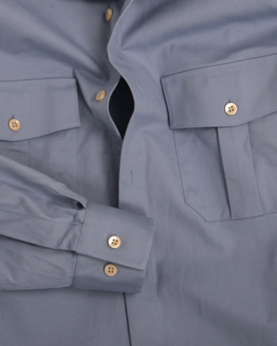 Mid-Blue Cotton Albini Fatigue Shirt