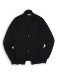 Black Merino Wool Zip Cardigan