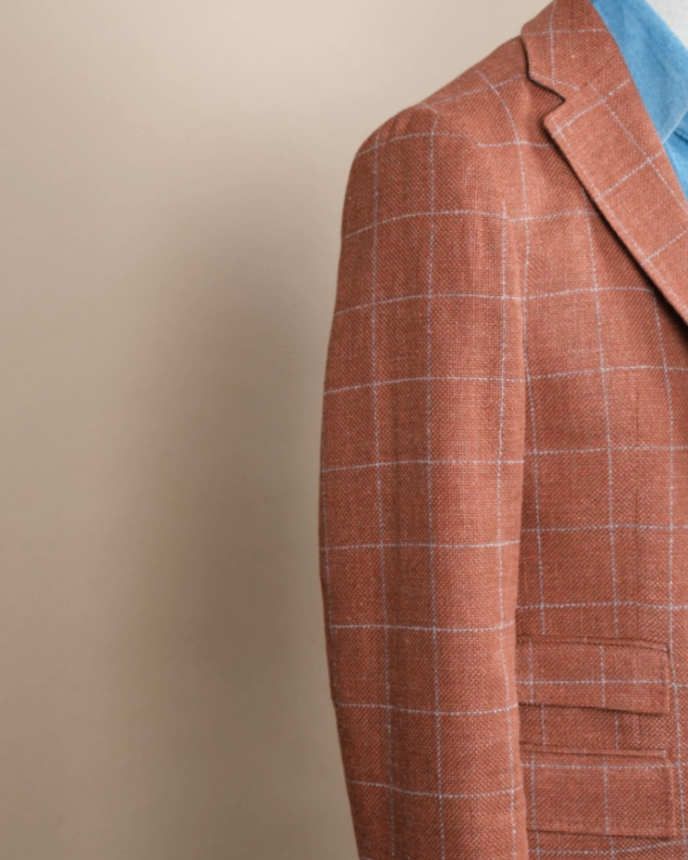 Rust Windowpane Wool/Linen Sports Jacket