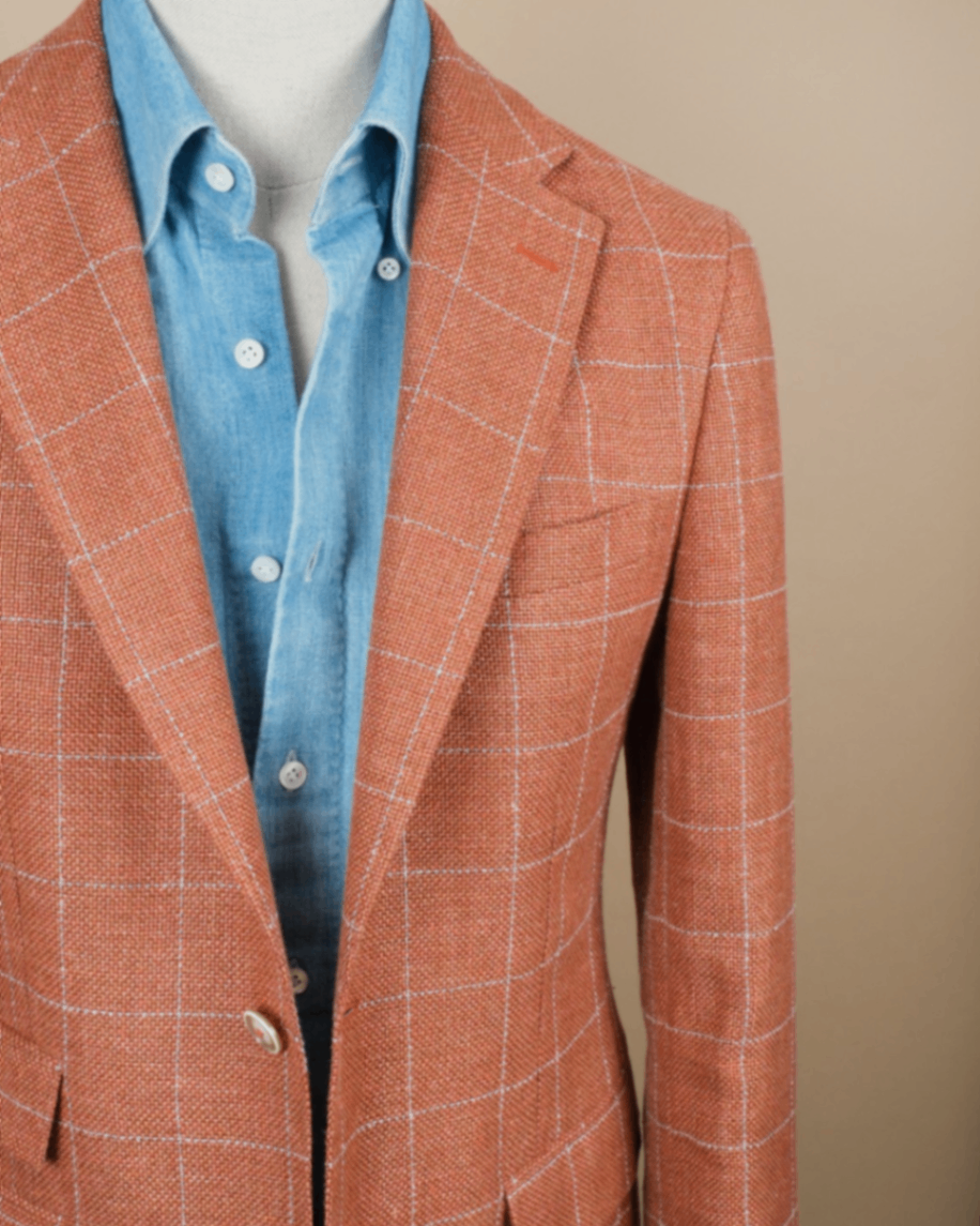 Rust Windowpane Wool/Linen Sports Jacket