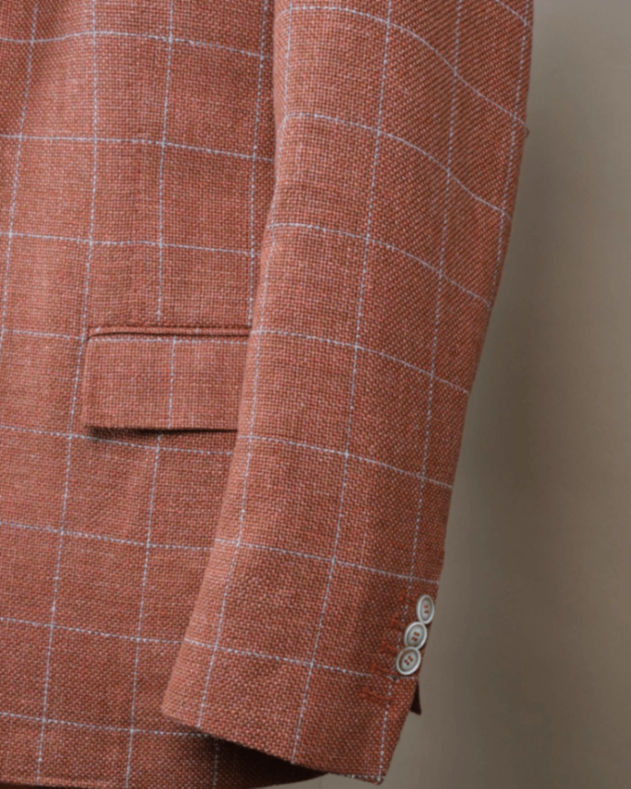 Rust Windowpane Wool/Linen Sports Jacket