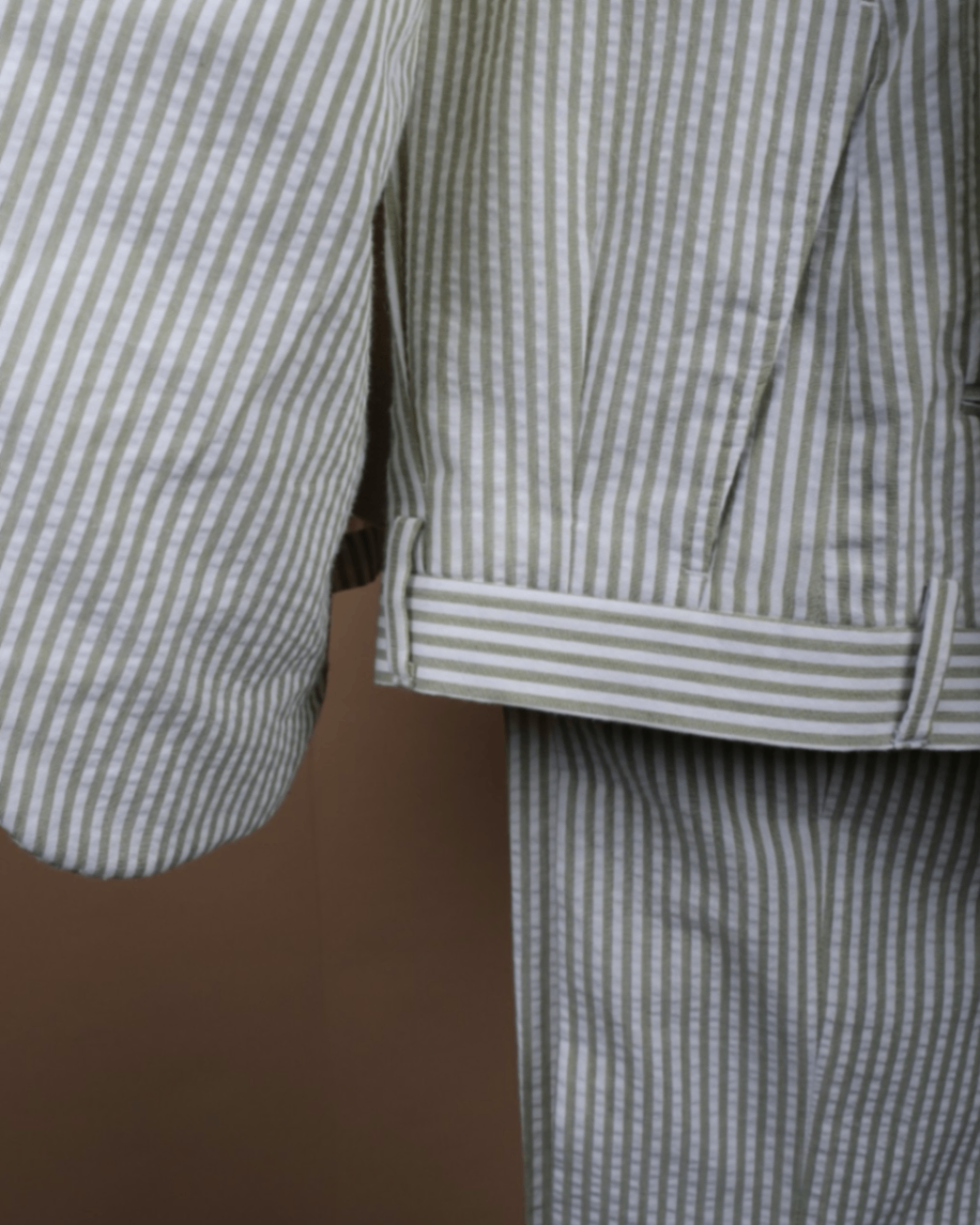 Off-white/Pale Green Seersucker Suit