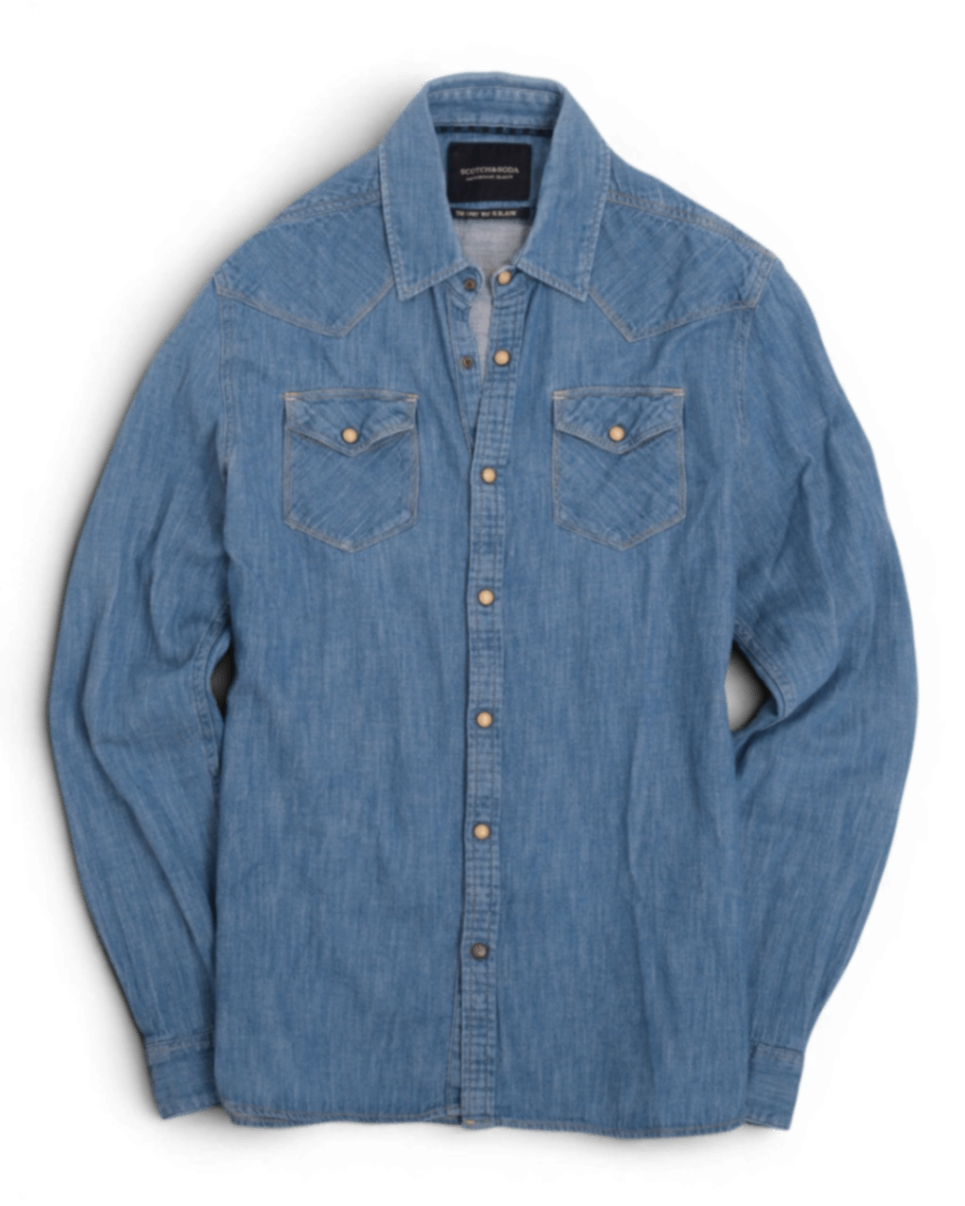 Mid-Blue Denim Western Shirt
