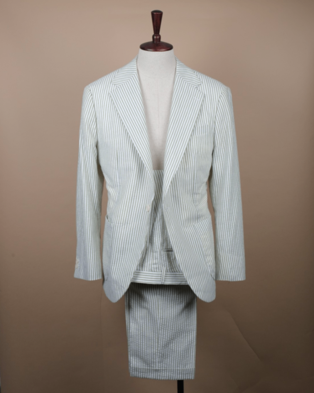Off-white/Pale Green Seersucker Suit