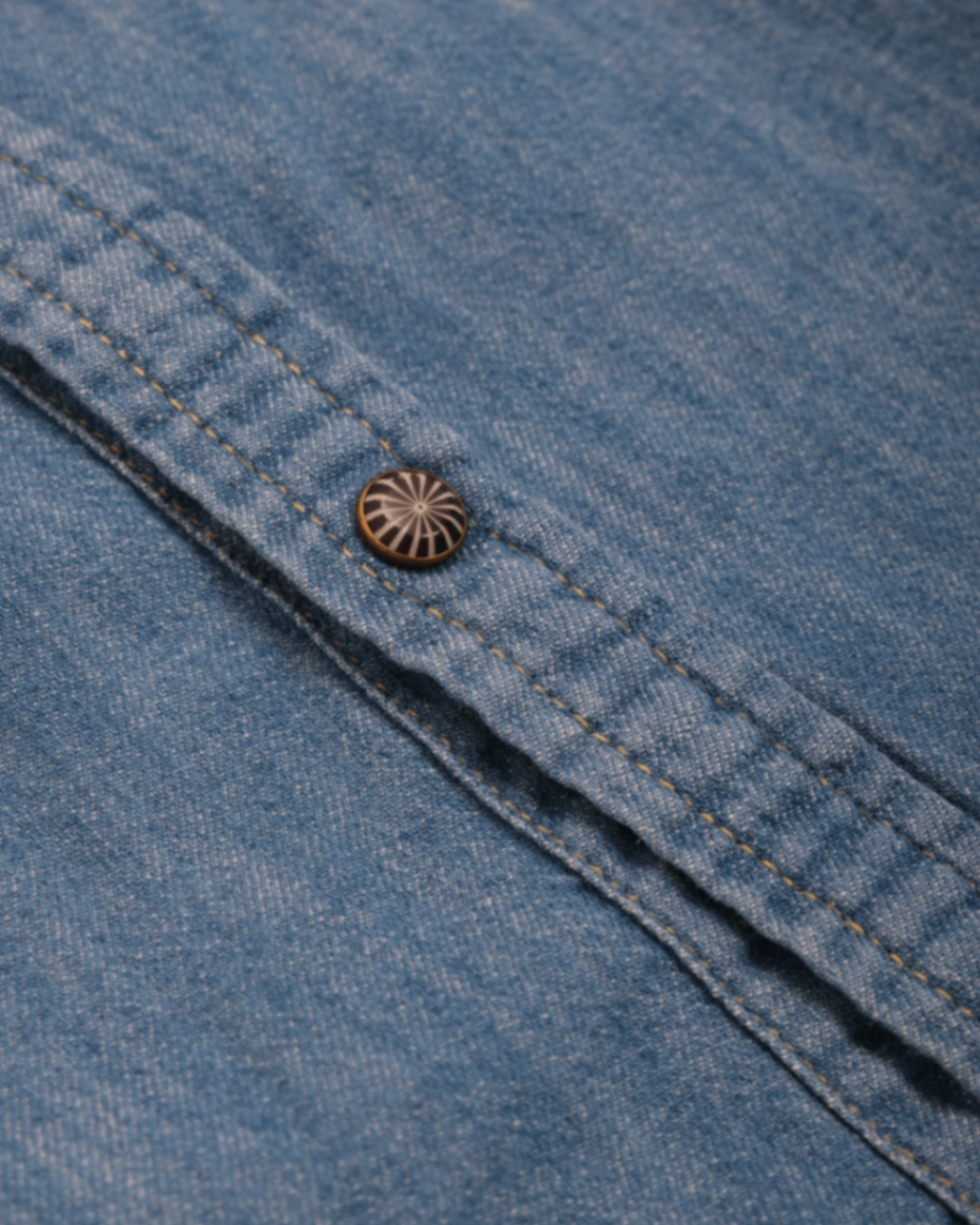 Mid-Blue Denim Western Shirt