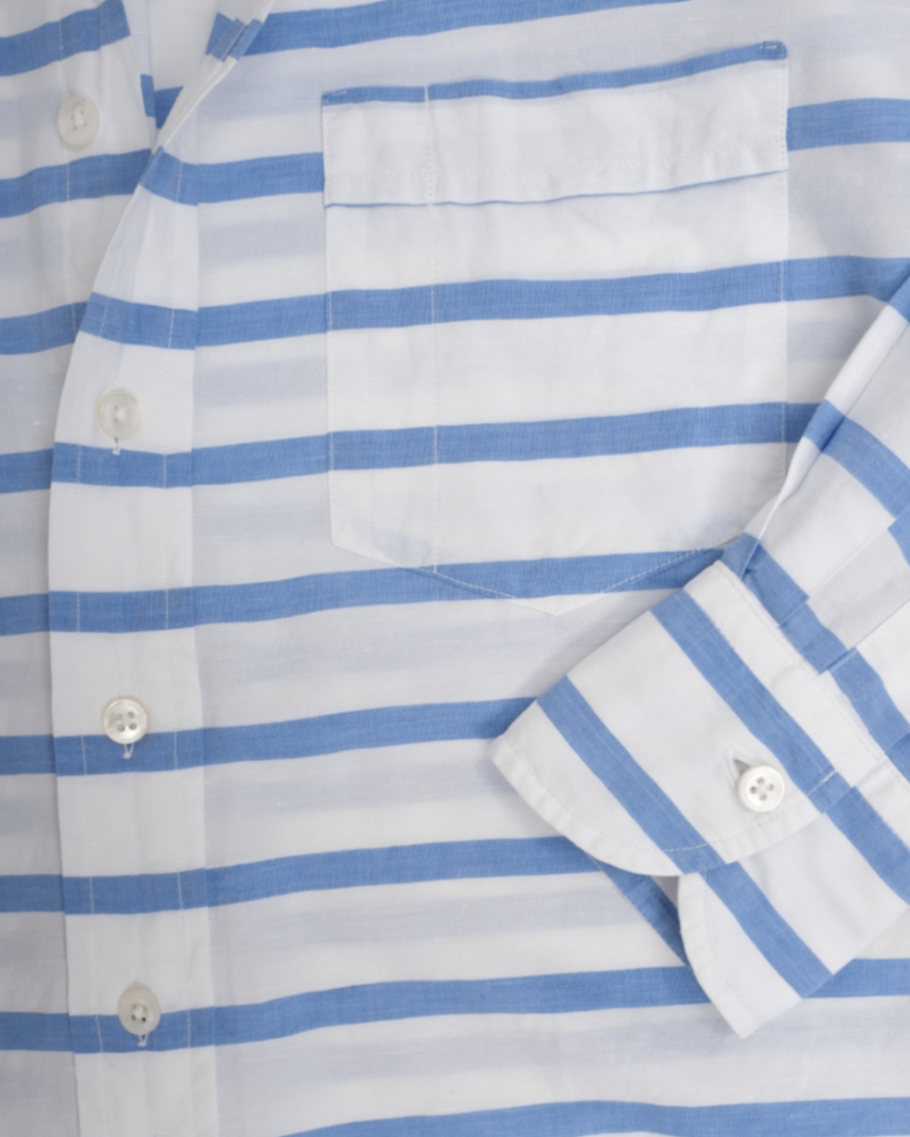 White/Blue Striped Linen/Cotton Shirt