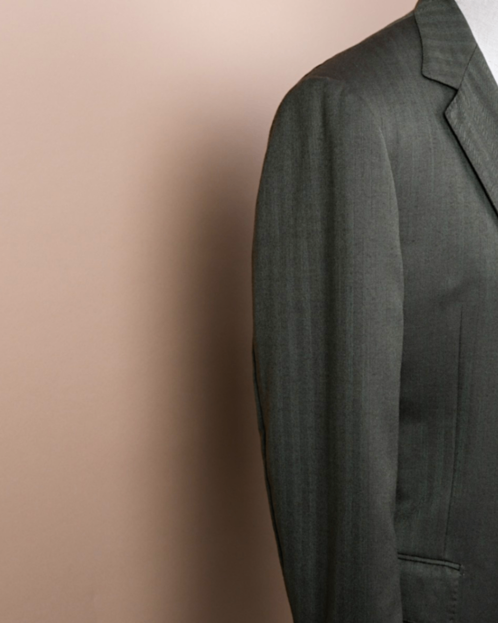 Dark Moss Herringbone Cashmere/Silk Sports Jacket