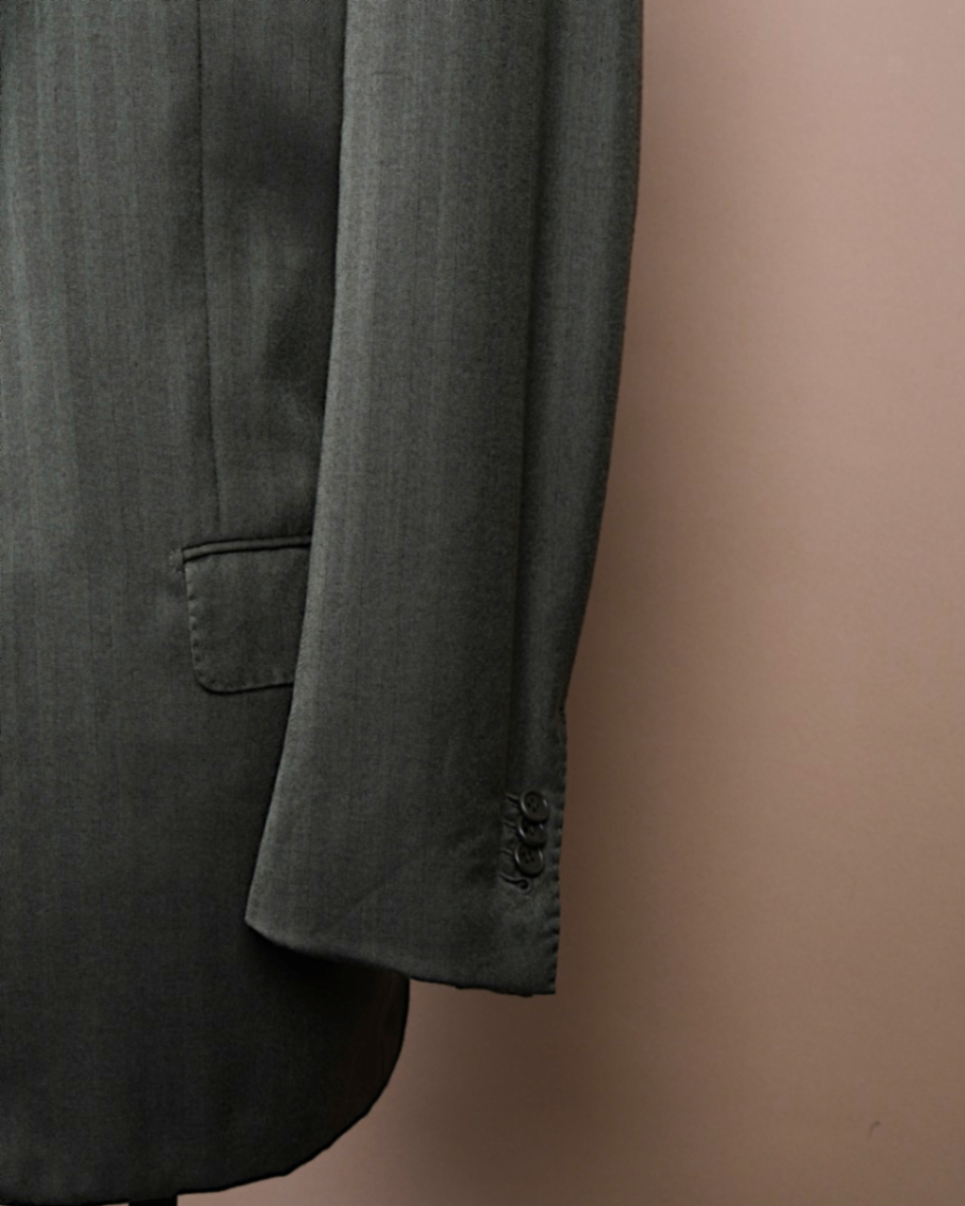 Dark Moss Herringbone Cashmere/Silk Sports Jacket