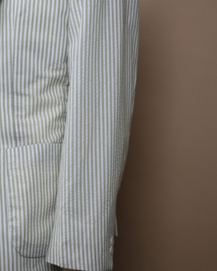 Off-white/Pale Green Seersucker Suit