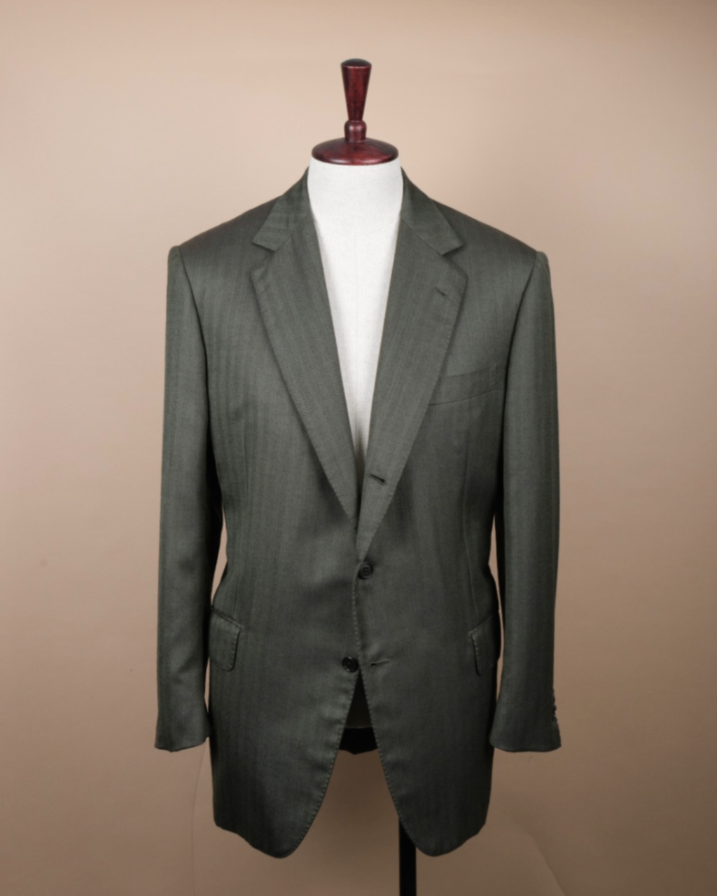 Dark Moss Herringbone Cashmere/Silk Sports Jacket