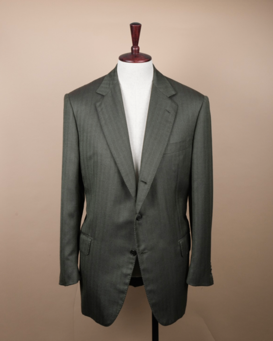 Dark Moss Herringbone Cashmere/Silk Sports Jacket