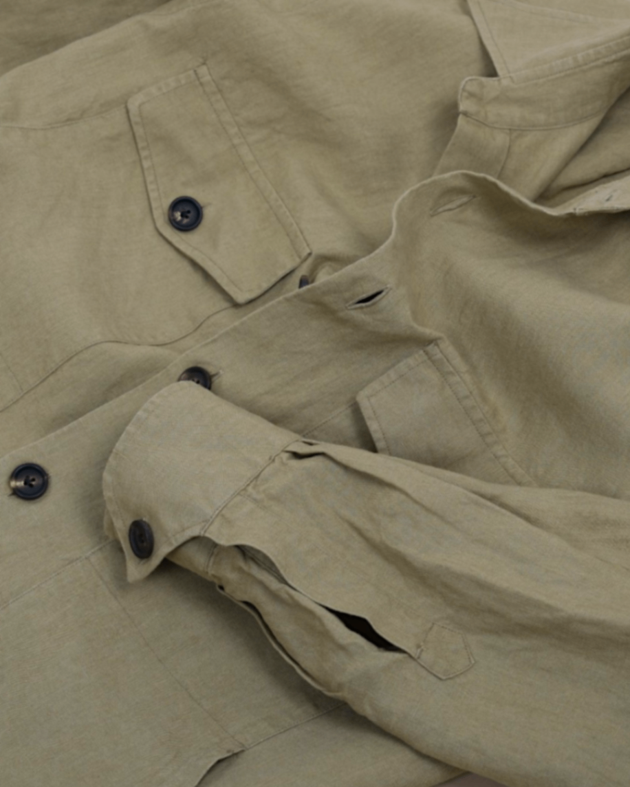Olive Irish Linen Overshirt