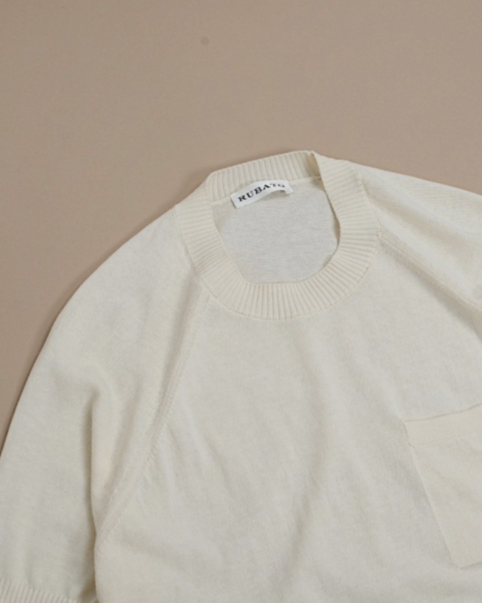 Cream Raglan Short-Sleeve Crewneck