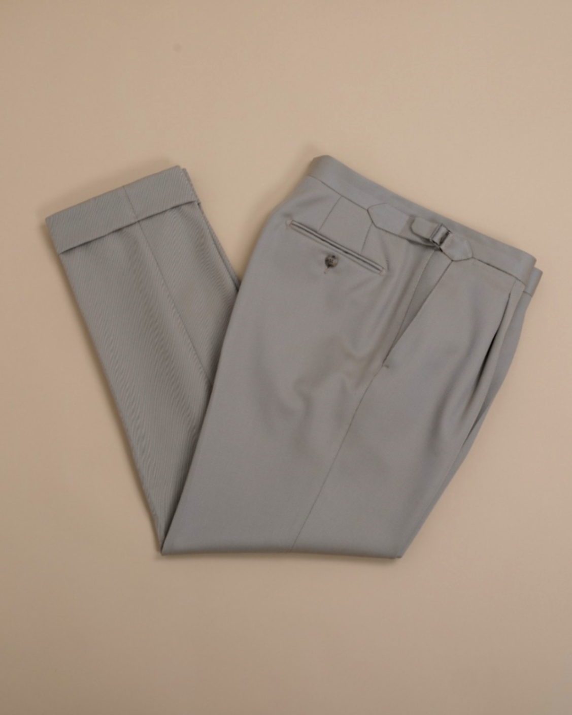 Beige Cavalry Twill Pleated Trousers