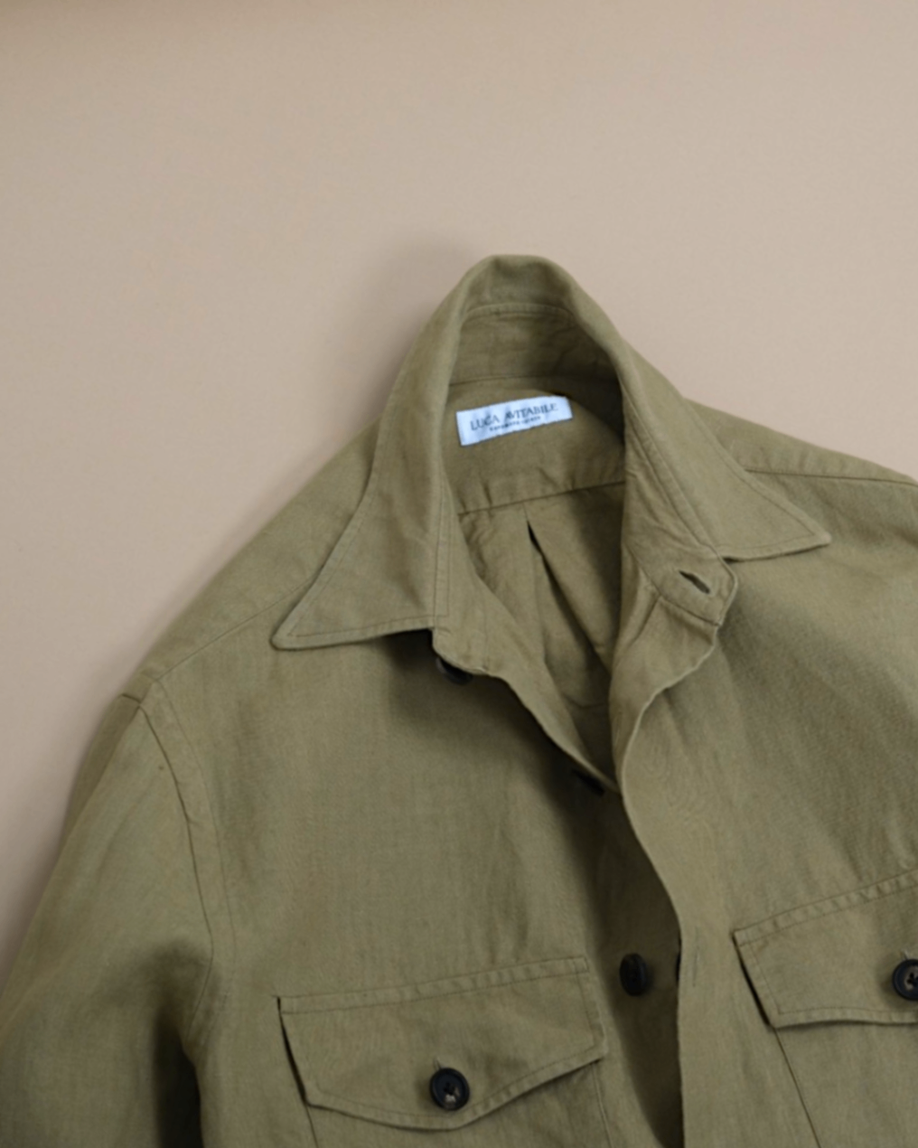 Olive Irish Linen Overshirt