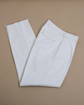 Off-White Cotton Twill High-Rise Pleated Trousers
