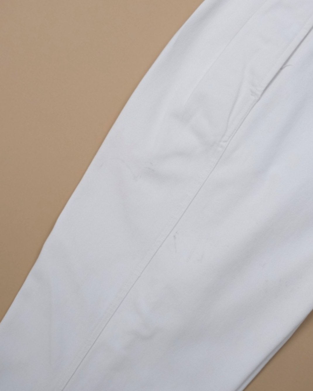 Off-White Cotton Twill High-Rise Pleated Trousers