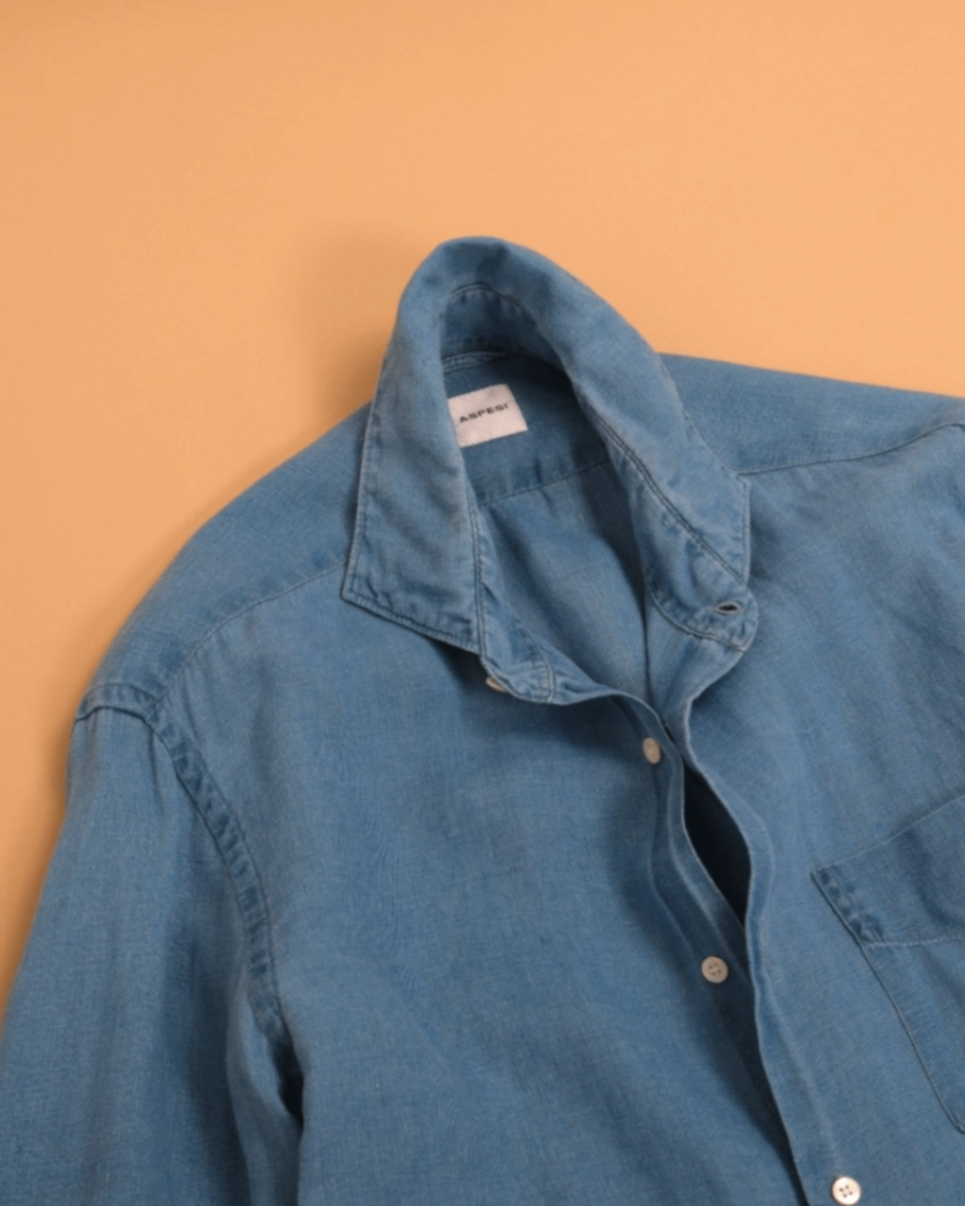 Jeans Blue Linen Cutaway Shirt