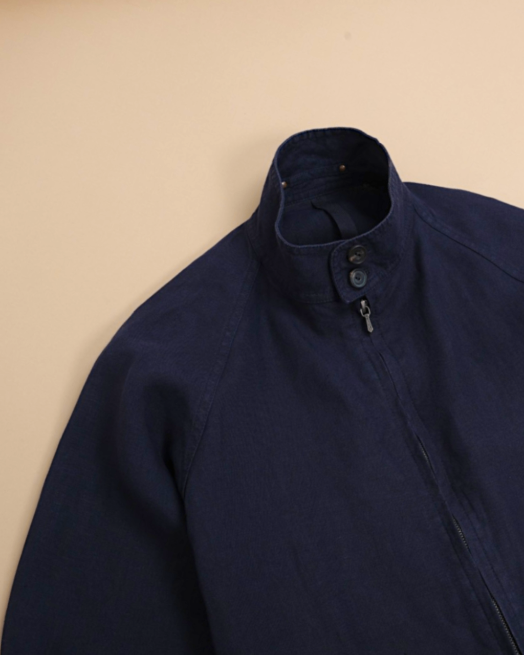 Navy Linen Harrington Jacket