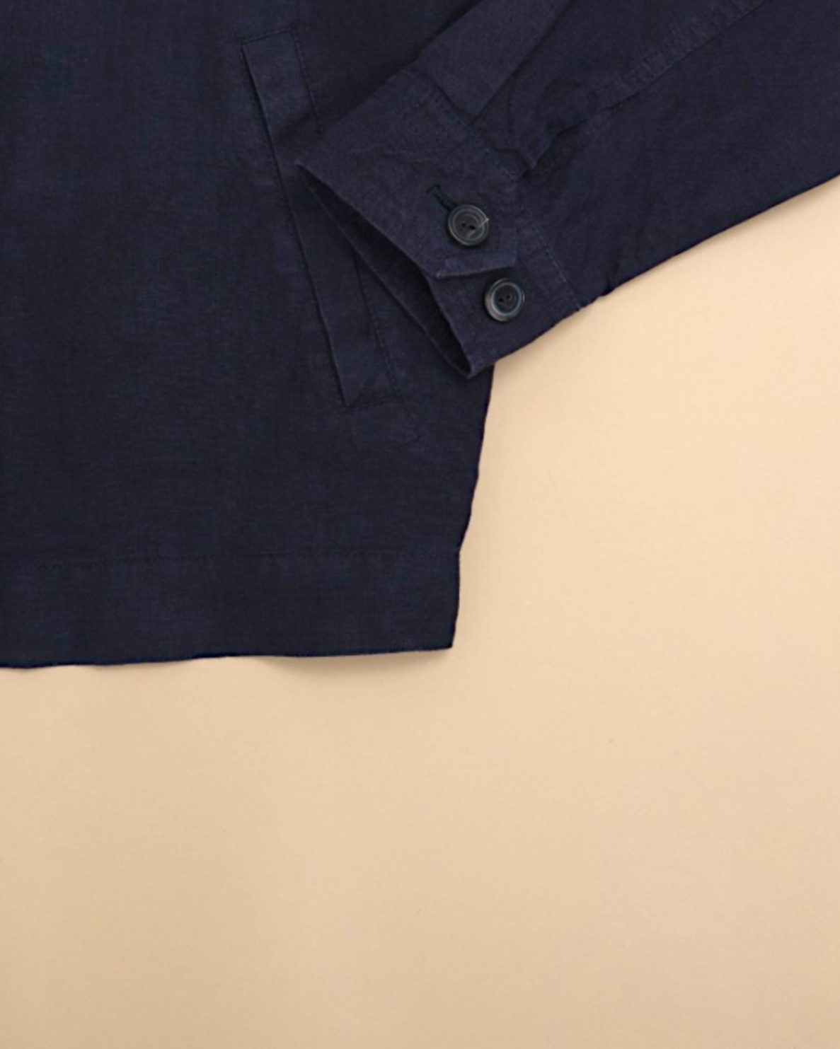Navy Linen Harrington Jacket