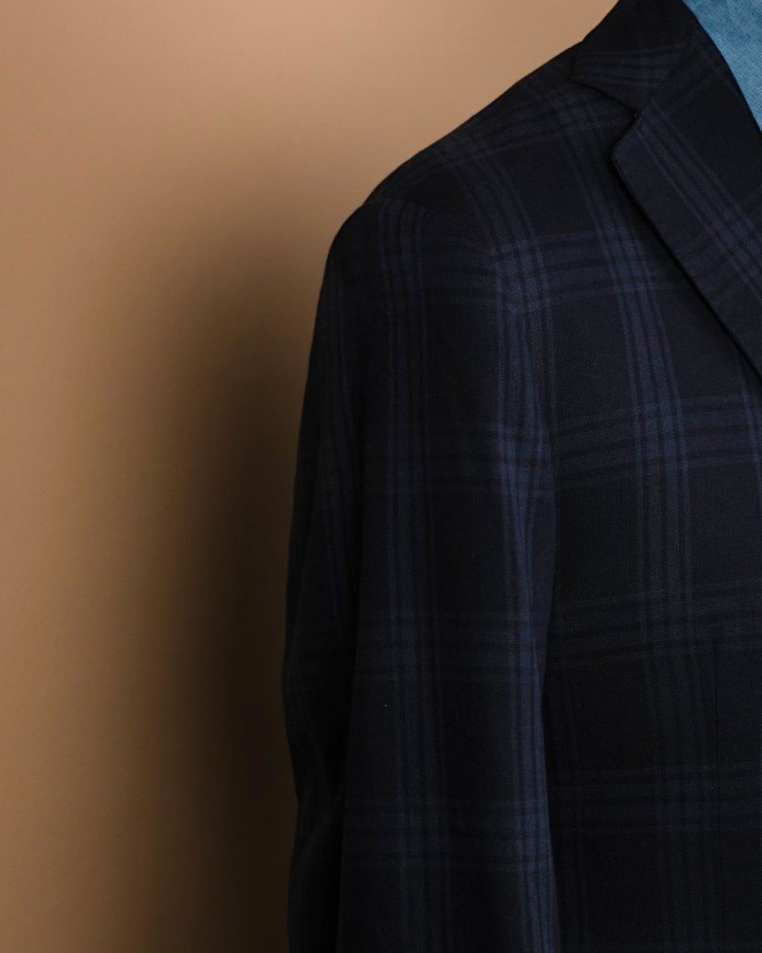 Tipo Navy Plaid Check Silk Sports Jacket