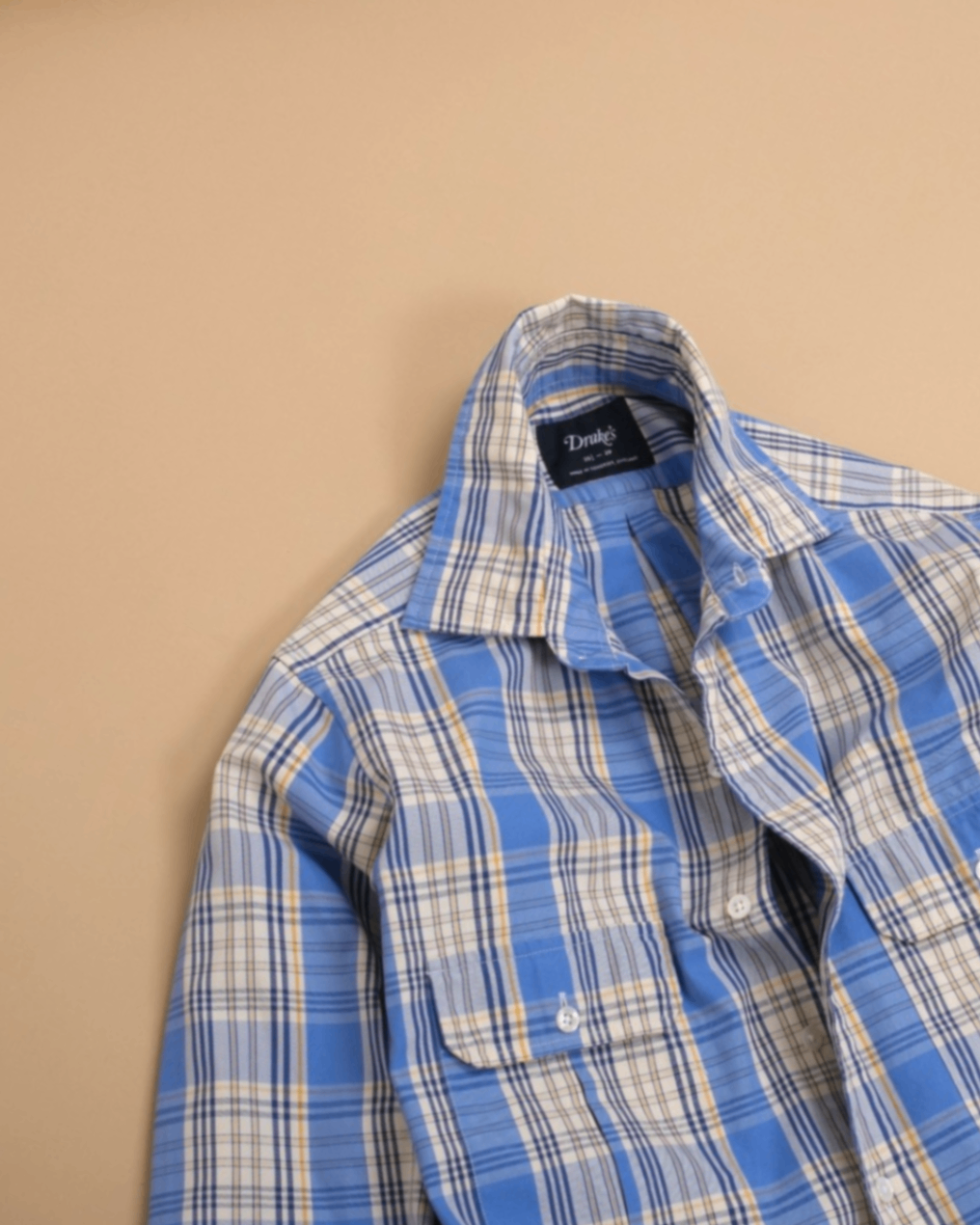 Cream/Blue/Yellow Plaid Check Shirt