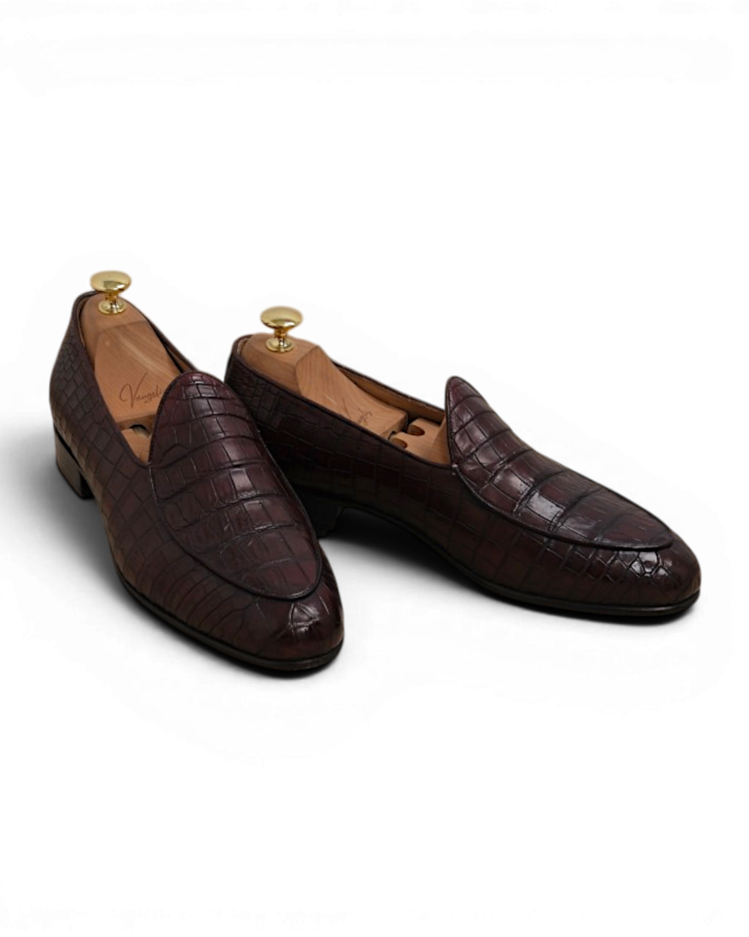 Burgundy Alligator Belgian Loafers